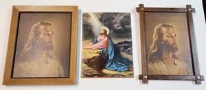 1941 Framed Sallman Head of Christ Kriebel & Bates Jesus Praying Print Vtg Lot - Picture 1 of 24