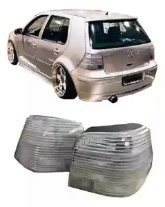 Pair Clear White Tail Lights Golf MK4 Left + Right Side Euro Tuning - Picture 1 of 2