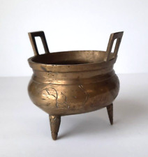 Brass Metal Three Legged Censer Incense Burner Pot Ceremonial China Ming Xuande