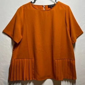 Eloquii kurzärmlige Bluse Burnt Orange Schößchen Plissee Saum Damen 14 Baumwollmischung - Bild 1 von 9