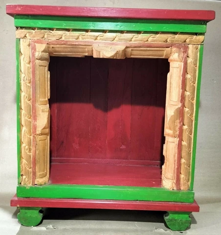 Reclaimed Wooden temple storage Rack distressed handpainted shabby chic patina Cover