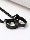 2pcs/set Couple Gesture Print Ring Charm Necklace For Couples Friendship