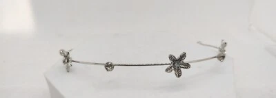 Dainty Silver Toned Rhinestone Flower Hairband Headband Wedding Bridal - Image 1 of 3