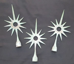 Set of 3 Vintage Bronze Starburst Lightening Rod Finials - Picture 1 of 7