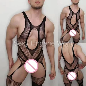 Gay Herren Unterwäsche Body Strümpfe Sissy Pleasure Crosskleid Spitze Bodysuit Outfit - Bild 1 von 66