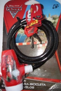 Disney PiIxar Cars  Bicycle Lock with Keychain & 2 Keys  3+ - Picture 1 of 1