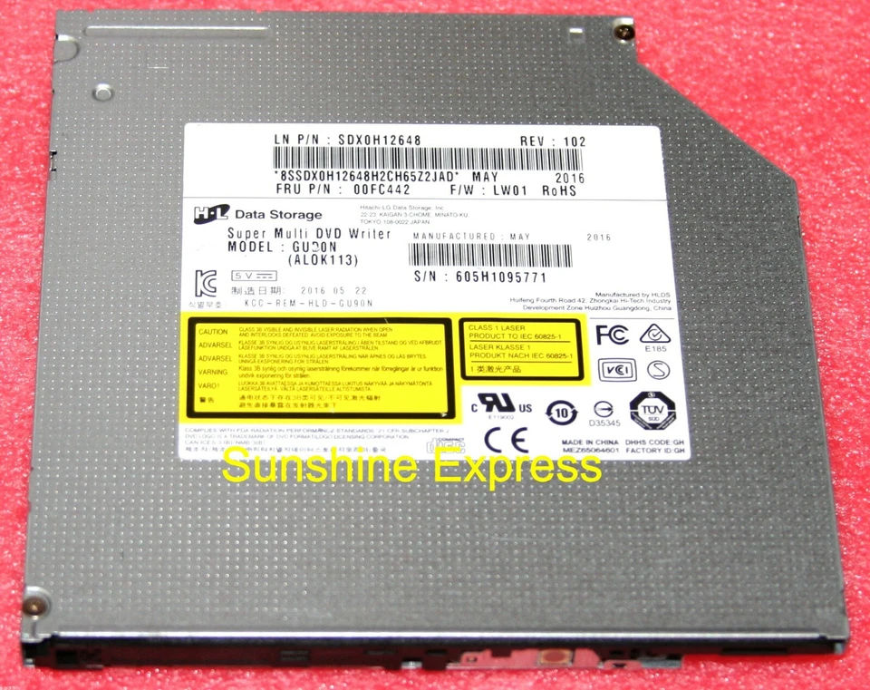 OEM Lenovo HLDS Super Multi DVD Drive GUD0N SDX0H12648 00FC442 without bezel - Image 1 of 1