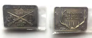 2 Vtg NRA Whittington Center Belt Buckles Brass Color National Rifle Association - Picture 1 of 5