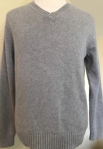 LL Bean Medium Pullover grau V-Ausschnitt 100% Baumwolle Größe L - Bild 1 von 3