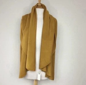 New Anthropologie Women Moth Mustard Cascade Poncho Wrap Sweater Vest O/S Boho - Picture 1 of 14