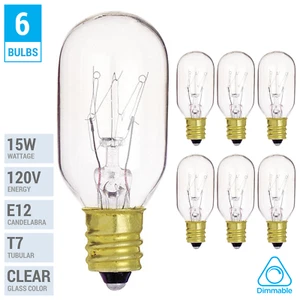 6 Pack 15T7C T7 15W Exit Sign Salt Lamp Appliance Bulb Sign Candelabra E12 Clear - Picture 1 of 2