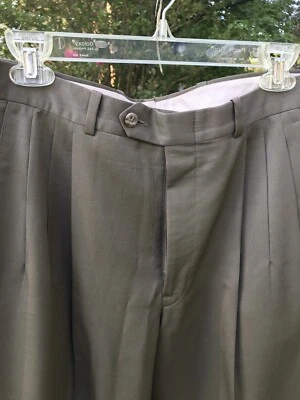 Nordstrom Olive Green Trousers, Men, Size 36, Pure Virgin Wool - Image 1 of 4