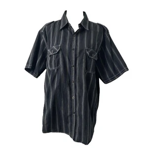 Michael Brandon Men's XL Button-Down Shirt Black and White Short Sleeve - Picture 1 of 7
