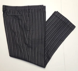 ERMENEGILDO ZEGNA flache Anzughose Herren 40 x 31 schwarz grau GESTREIFT Baumwollmischung - Bild 1 von 7