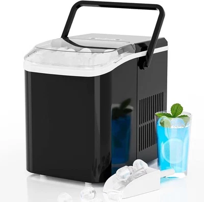 Countertop Ice Maker Machine with Handle, 26lbs in 24Hrs, 9 Ice Cubes Ready in - Image 1 of 4