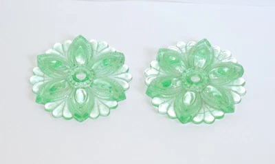 (2) Cortinas de vidrio victorianas antiguas con lazo nuevo flor roseta verde Foto 1 de 4