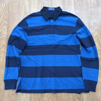 Blue Blue Japan Indigo Stripe Rugby Shirt Made In Japan Size 1 - Image 1 of 4
