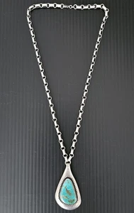 FRANK PATANIA SR. THUNDERBIRD SHOP STERLING SILVER TURQUOISE NECKLACE 77 GRAMS!! - Picture 1 of 18