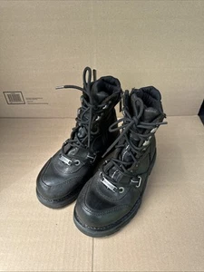 Harley Davidson Damen 6,5M Schwarz Leder Motorrad Stiefel Mallery Plateau Y2K - Bild 1 von 9