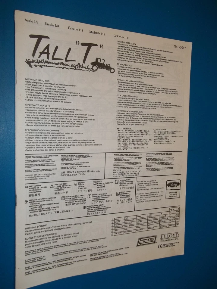 1/8 Scale: Tall T Lindberg 73047 Instruction Manual - Image 1 of 1