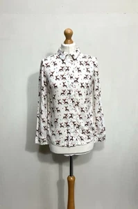 TU Damen Weihnachten Bluse Shirt Gr. UK 8 Creme Rentier Print Xmas Rudolph - Bild 1 von 13