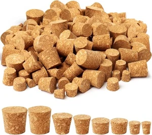 Anjmd 120 Pieces 8 Sizes Assorted Cork Stoppers Small Wood Wine Bottle Brown - Picture 1 of 6
