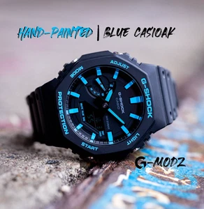 G-Shock GA-2100 Personalizzato Dipinto a Mano | Mod CasiOak Blu | Orologio Casio Unico - Foto 1 di 5
