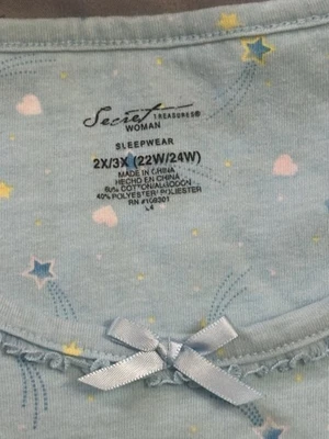Camiseta de dormir tejida con serigrafía azul Secret Treasures hasta la rodilla, talla 22W/24W Foto 1 de 4