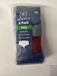 New George Men's 6-Pack Briefs Size 3XL Moisture Wicking Tag Free Antimicrobial - Picture 1 of 3