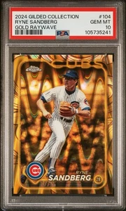 🔥 RARE! Pop 1! 2024 Topps Gilded - RYNE SANDBERG #104 Gold Wave Refractor /25 - Picture 1 of 2