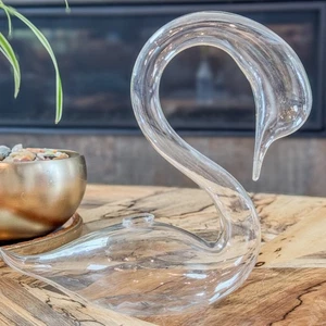 Dünne & zarte, Vintage mundgeblasene klare hohle Glas Schwan Knospe Vase, 6" - Bild 1 von 4