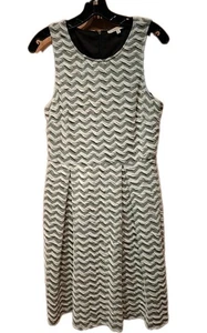 Vestido 41 Hawthorn Talla Mediana Gris Blanco Patrón Zig Zag Forrado Sin Mangas Pliegues - Imagen 1 de 5