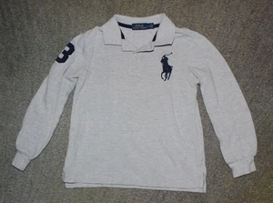 Polo Ralph Lauren Boys Long Sleeve Gray Polo Shirt (Big Pony) - Size 6 - EUC - Picture 1 of 3