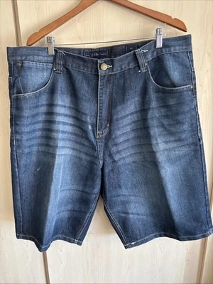 Pantalones Cortos de Jean PD&C Para Hombres 42 Azul Desteñido 11 Pulgadas Entrepierna Aspecto Envejecido Frente Plano Foto 1 de 4