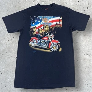 Vintage 1991 Harley-Davidson 3D Emblem Shirt Large "Strong Survive" Wolves - Bild 1 von 8