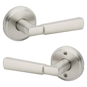 Kwikset Perth Interior Passage Door Lever for Closet & Hallway Satin Nickel NEW - Foto 1 di 3