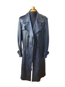 Manteau trench en cuir homme Vintage 70 Man leather long trench T.54 size M/L - Imagen 1 de 22