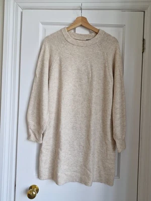 Oliver Bonas (NEW) Cream Jumper Dress with Long Sleeves & Keyhole Back (Size 8) - Image 1 of 4
