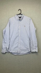 Ralph Lauren Shirt Mens Medium Blue White Stripe Classic Fit Button Down Pony - Picture 1 of 7