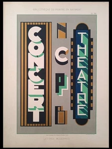 KONZERT, THEATER -1930- GROSSE LITHOGRAPHIE, FRANZÖSISCHE ART DECO, TYPOGRAFIE, LECULIER - Bild 1 von 1