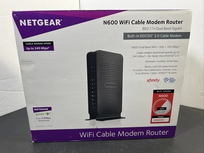 NEW NETGEAR N600 WiFi 3.0 Cable Modem Router Eliminate Monthly Rental Fees C3700 - Image 1 of 4