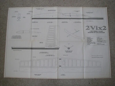 RCM&E Plans of 2Vix2 a vee tail thermal soarer model 79" wingspan - Image 1 of 4