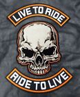 Live To Ride, Ride to Live Top Bottom Rocker Skull Face 3PC Back Patch