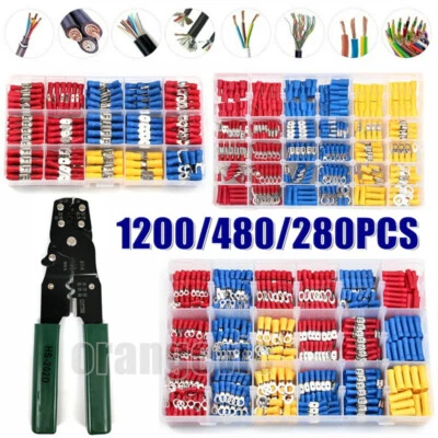1200Pcs Insulated Assortment Electrical Wire Connectors Crimp Terminals Case Kit - Image 1 of 4