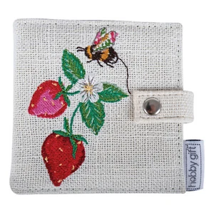 Natural Strawberries Embroidered Needle Case with Scissors & Pins by Hobby Gift - Picture 1 of 6