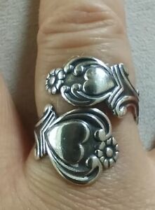 Unusual Sterling Silver wrap around Heart Ring
