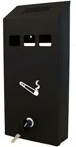Ashtray Ash Bin Cigarette Wall Mounted Metal With Key Lock - Picture 1 of 5