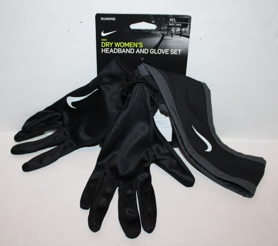 Nike Headband and Gloves Set Black Running Women M/l 934