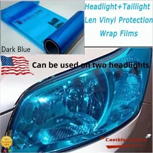 12"x78" Gloss Deep Blue Film Tint Lens Vinyl Wrap Fit For Headlight taillight - Picture 1 of 6