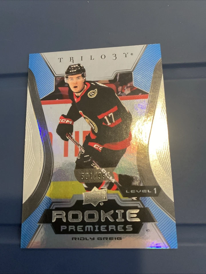 Rioly Greig 2023-24 Upper Deck Trilogy Rookie Premieres Level 1 /999 RC - Image 1 of 1